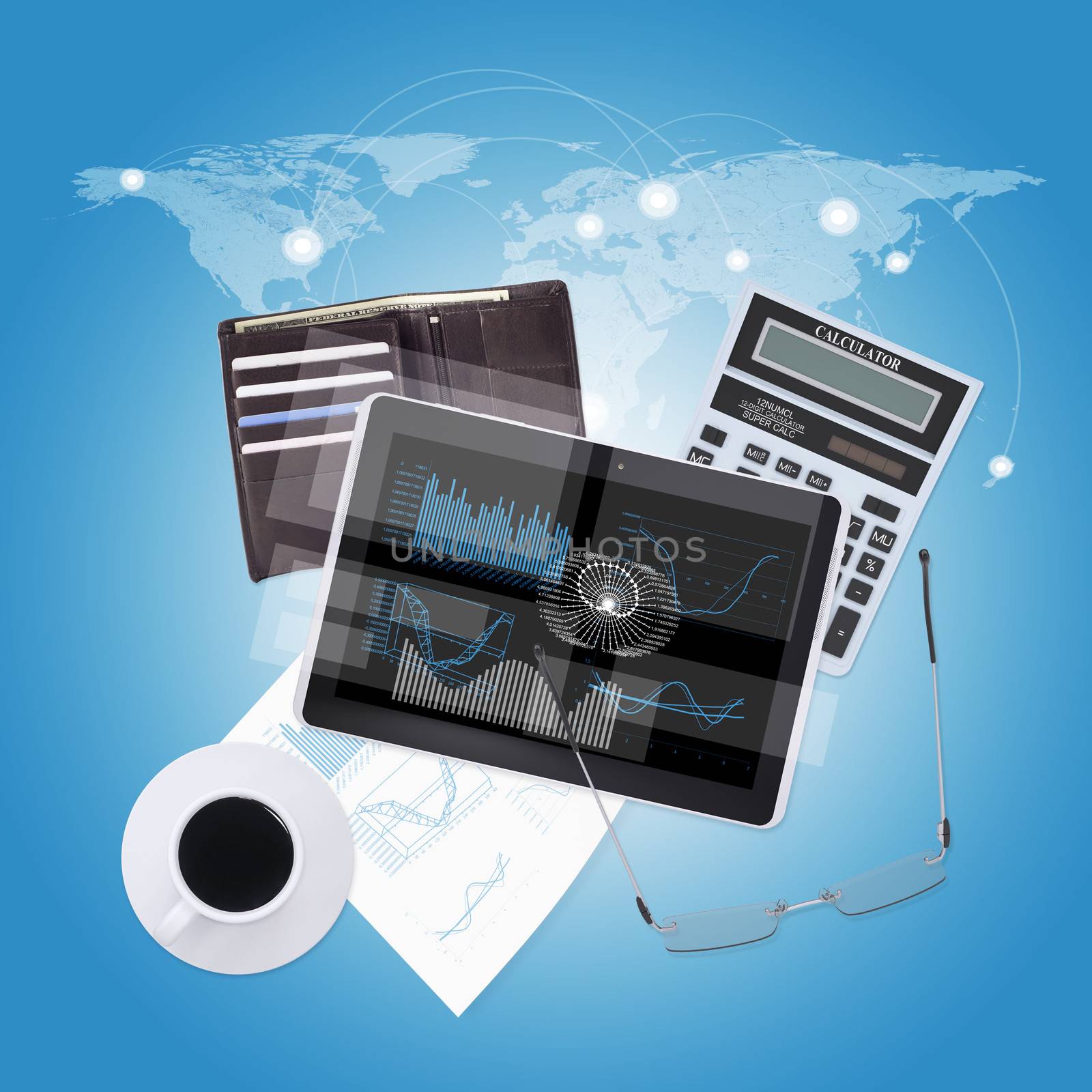 Tablet PC and office items by cherezoff