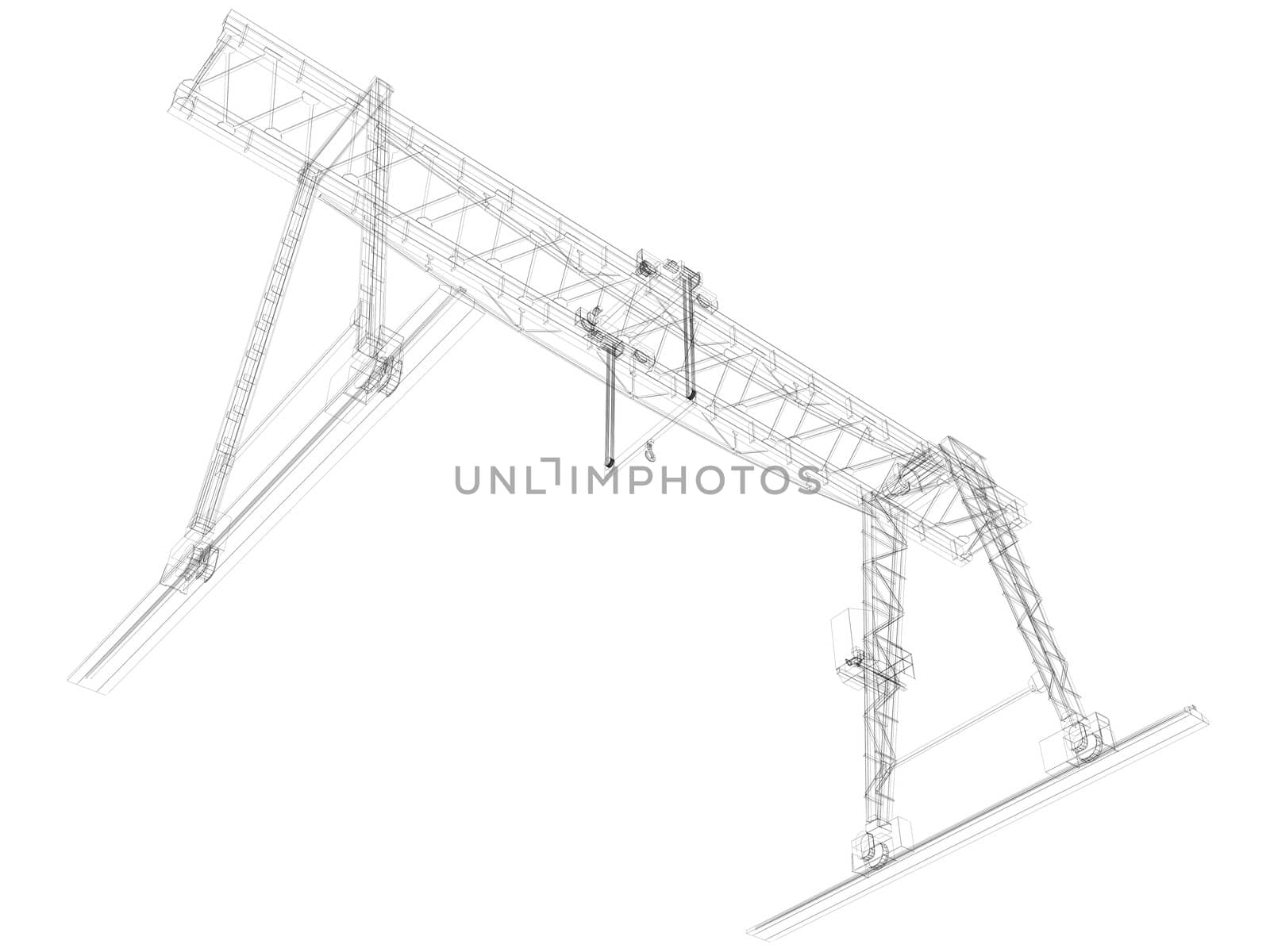 Gantry crane. Wire-frame by cherezoff
