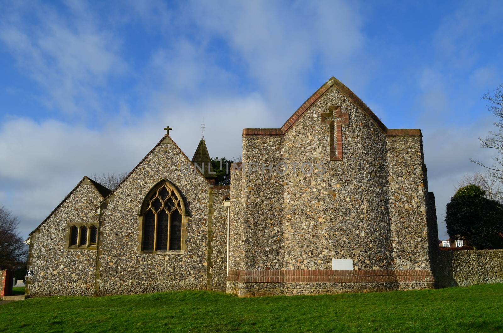 Built in 1890 this fine flint built Parish church is at Blatchington,East Sussex, England.