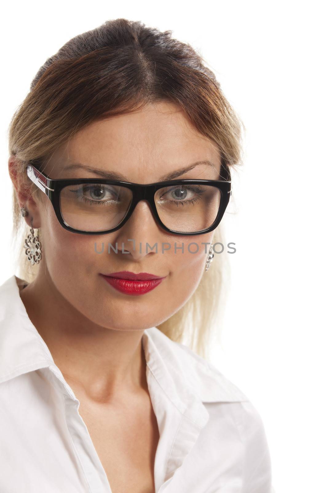 beautiful woman with glasses