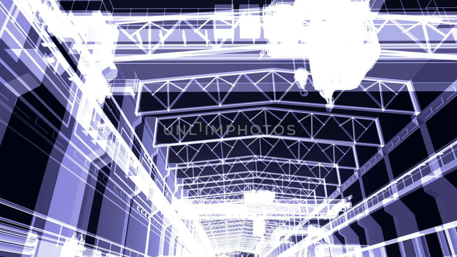 Gantry crane in a factory environment. X-ray by cherezoff