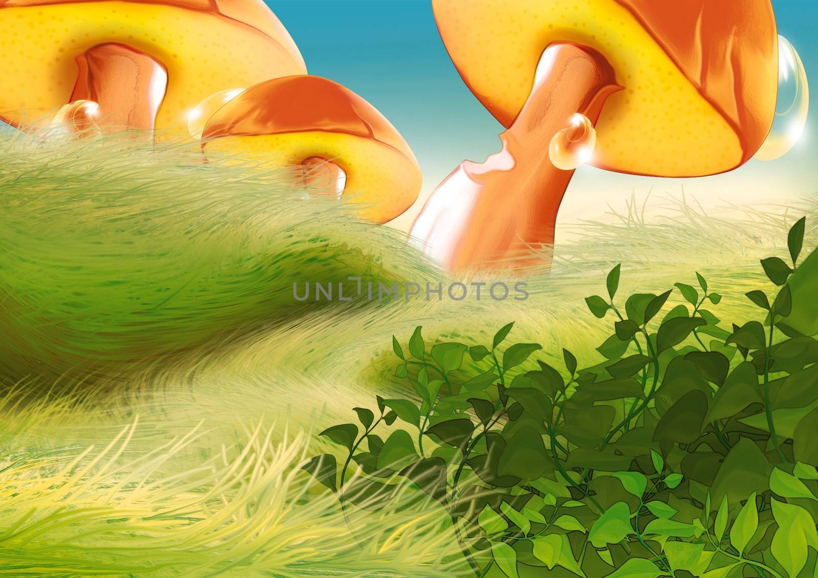 Beautiful Mushrooms - Background Illustration