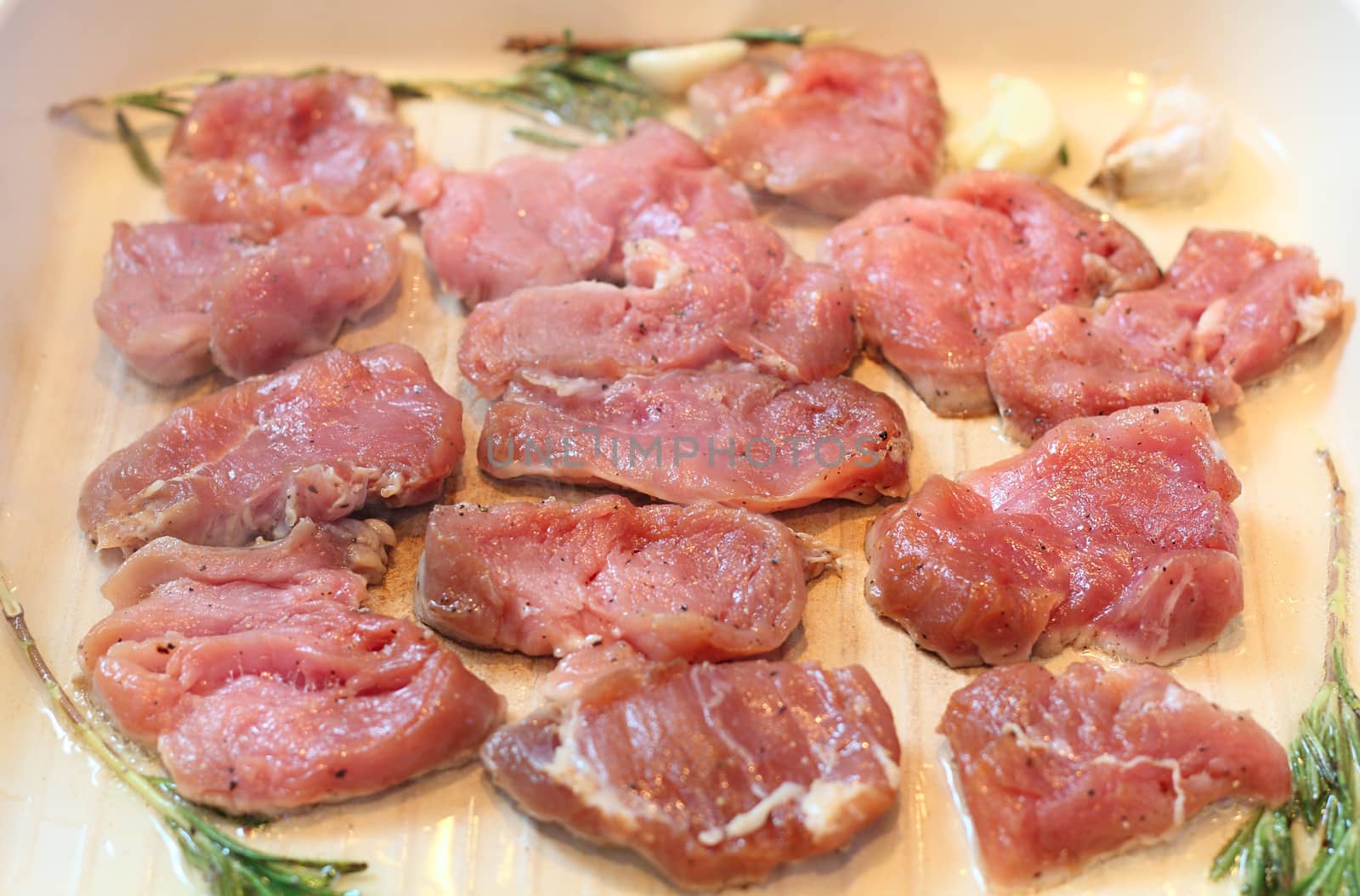 Steak slices roasted on giddle