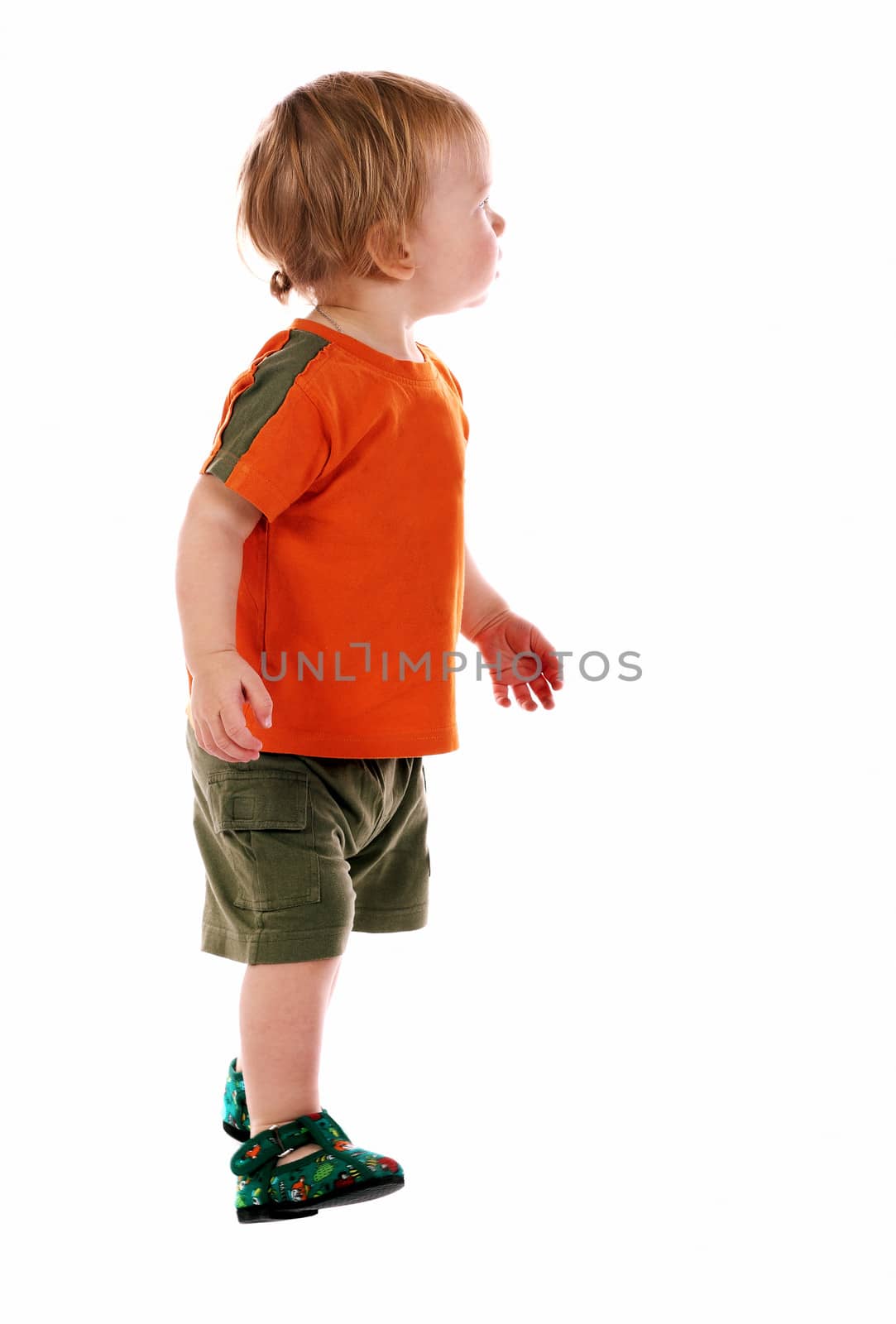 Little boy isolated on the white