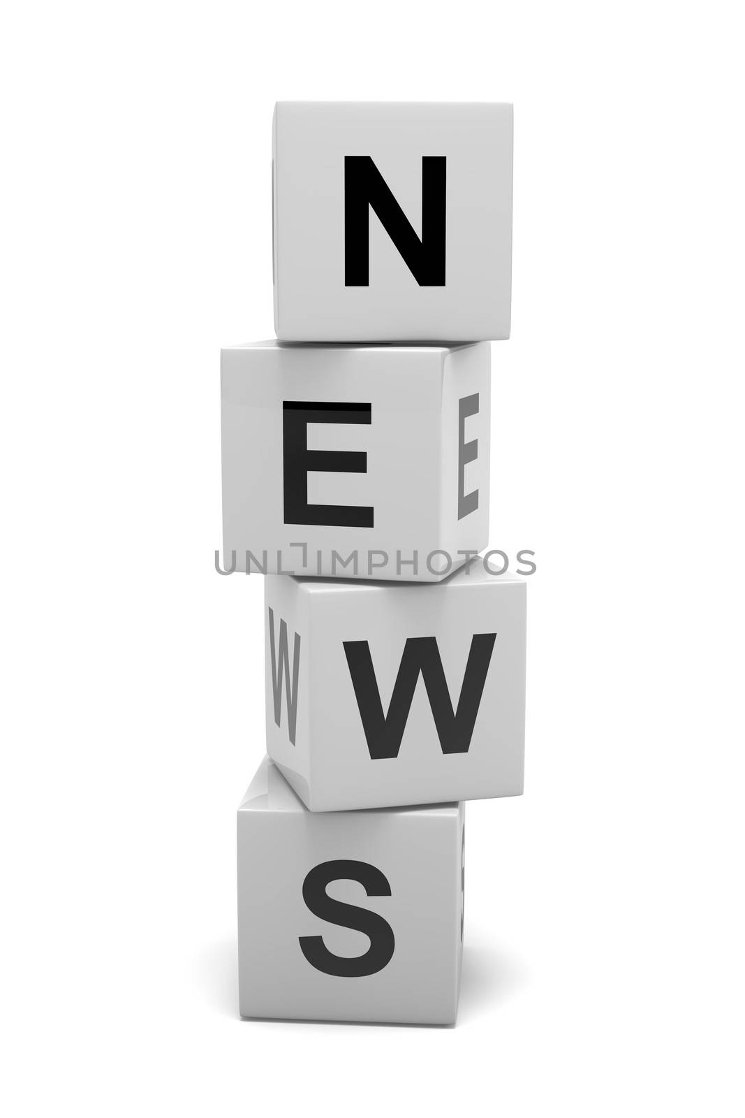 Heap of White Cubes with Text 3D Illustration News Concept