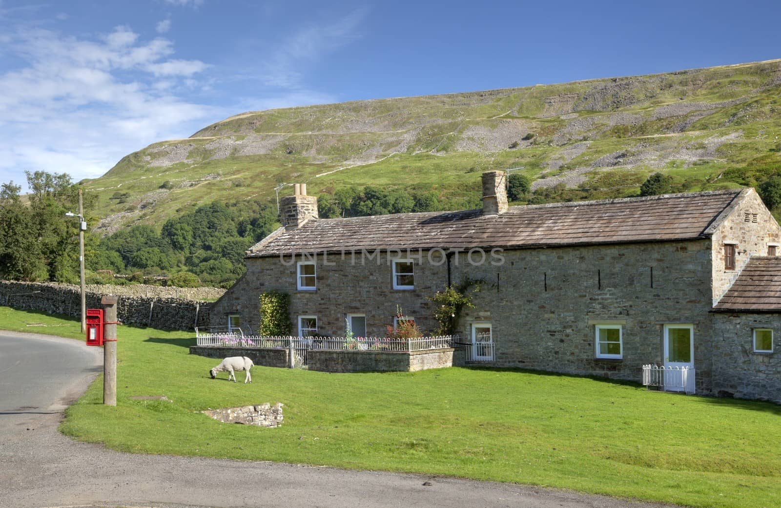 Stone cottage near Reeth, Yorkshire Dales National Park, England.