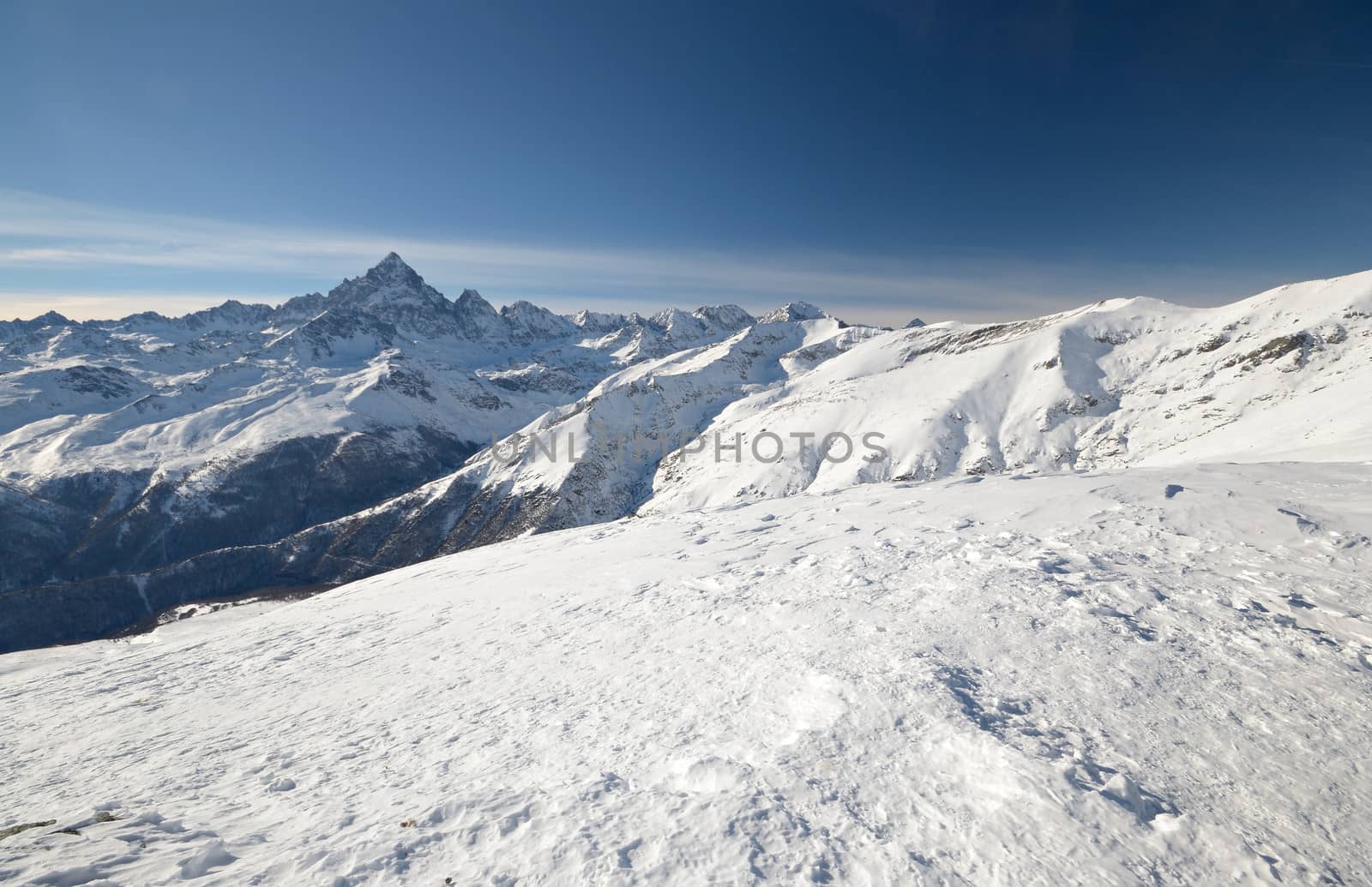 Majestic winter view of Mount Viso by fbxx