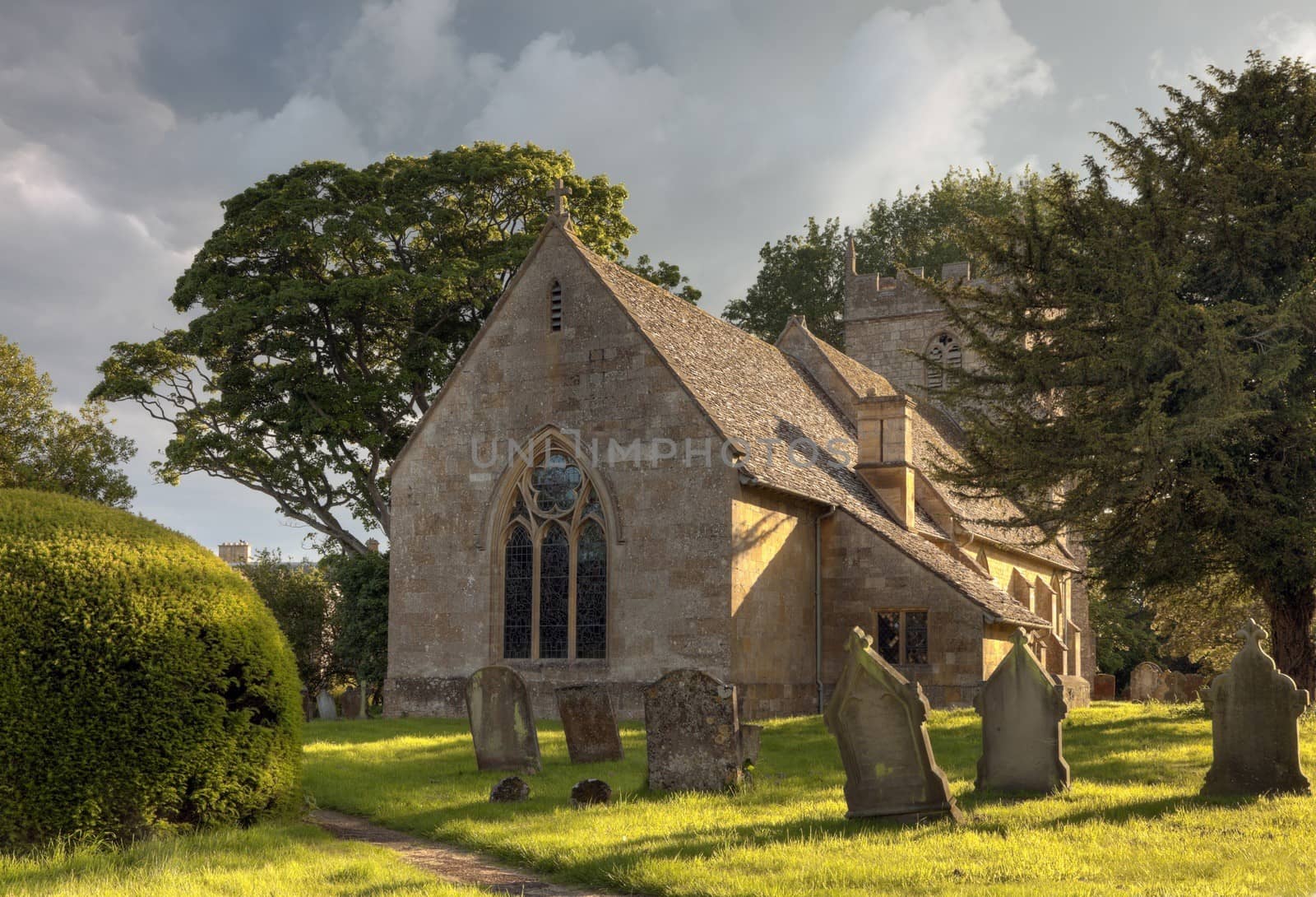 Pretty church at Ebrington near Chipping Campden, Gloucestershire, England.