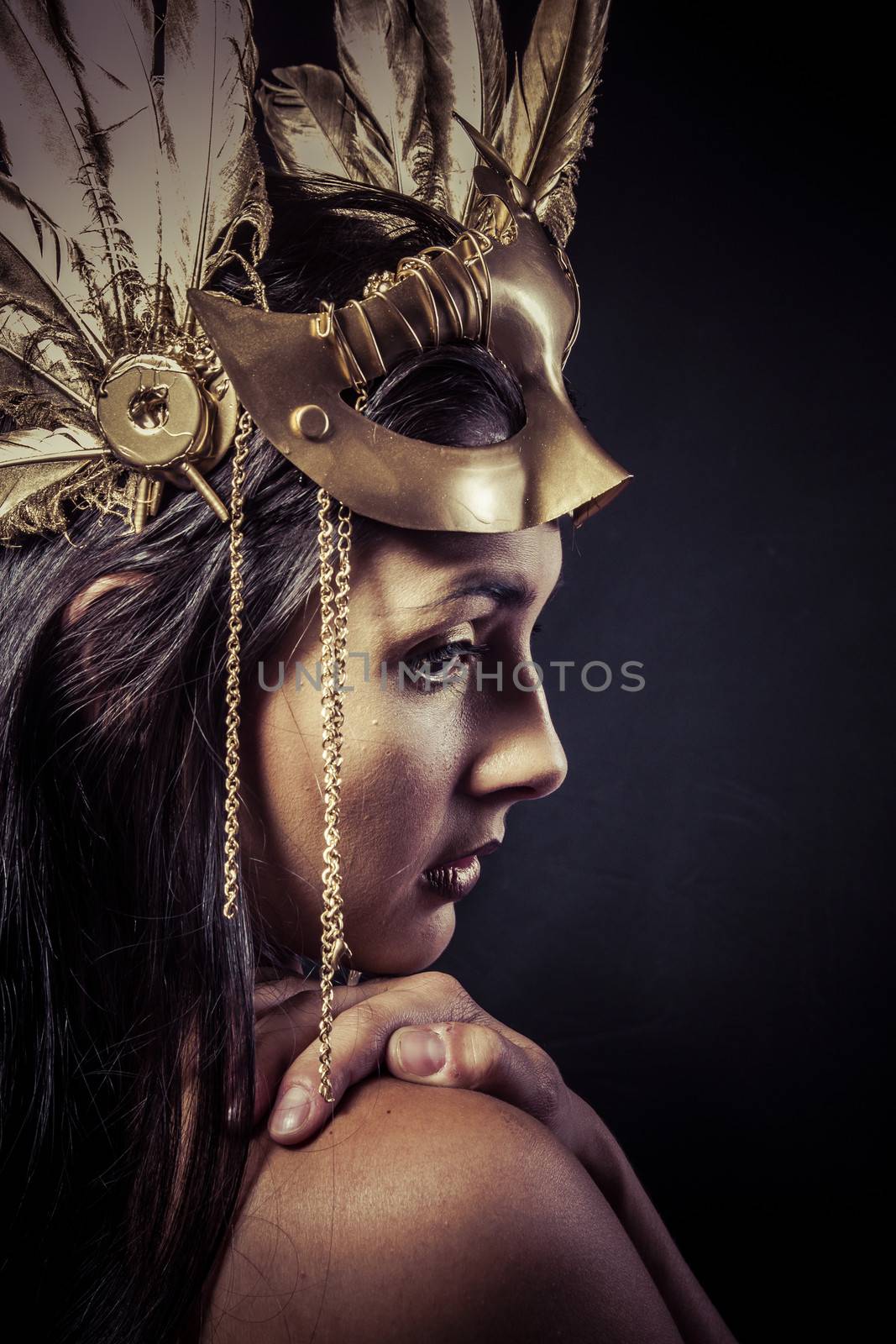 Valkyrie, Golden statue concept. Arty portrait of model with gol by FernandoCortes