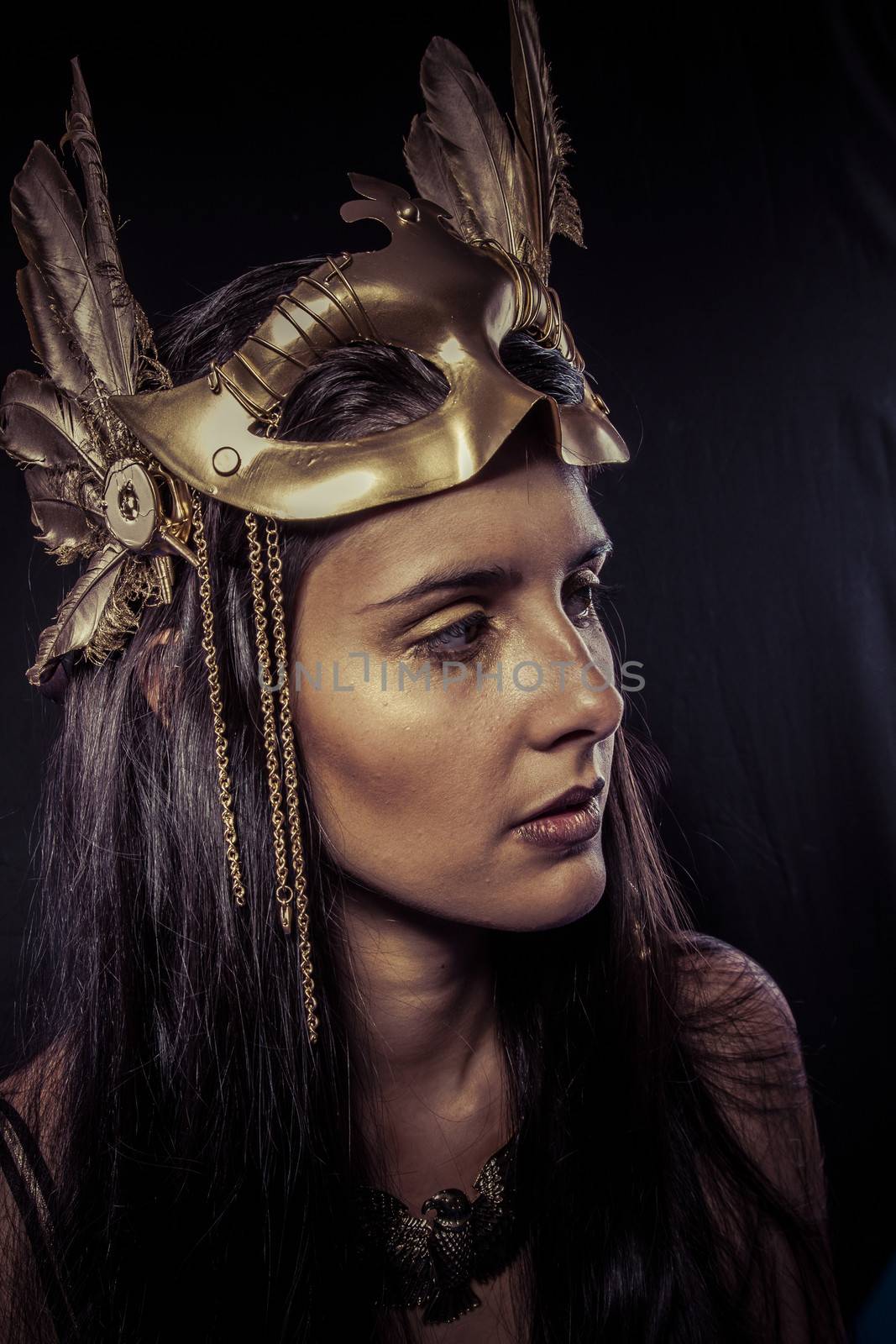 Valkyrie, Golden statue concept. Arty portrait of model with gol by FernandoCortes