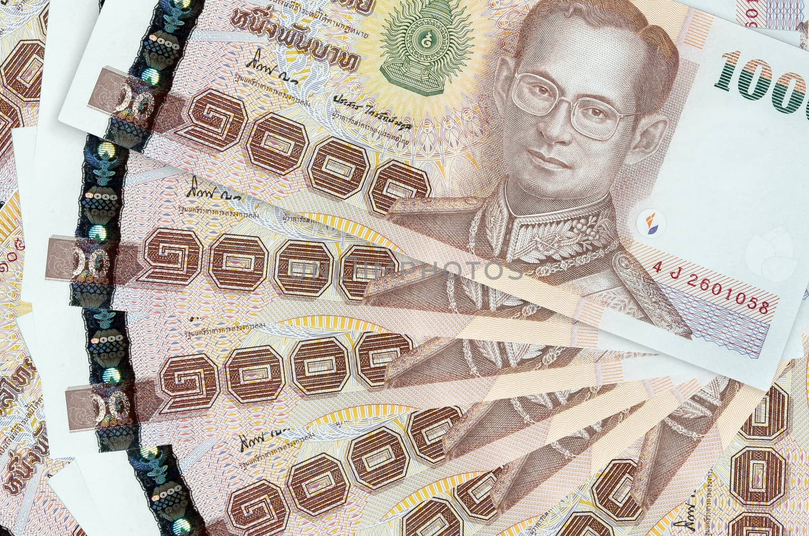 1000 thai bahte banknote stack