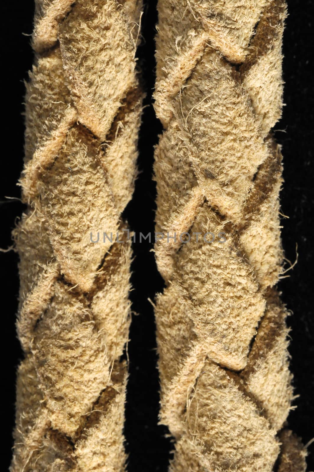 Brown Textured Braided Leather Necklace on a Black Background