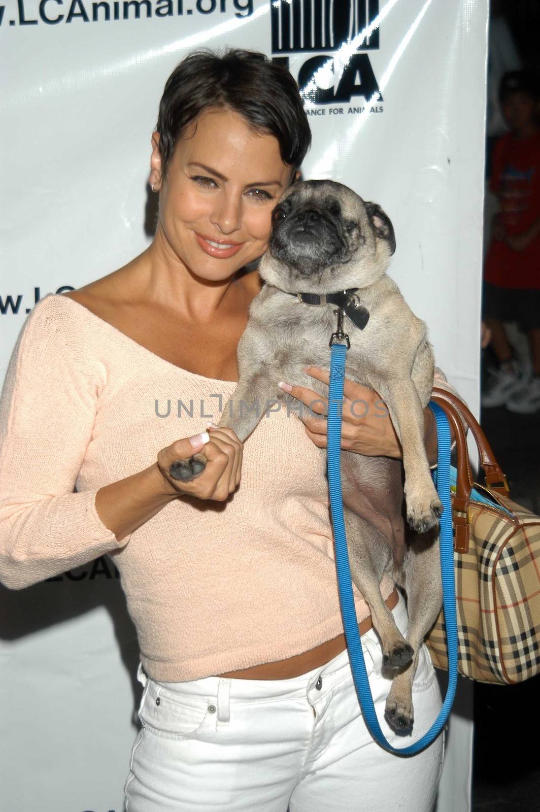 Natalie Raitano with Foo at the Last Chance For Animals Press Conference, Third Street Promenade, Santa Monica, Calif., 08-26-03