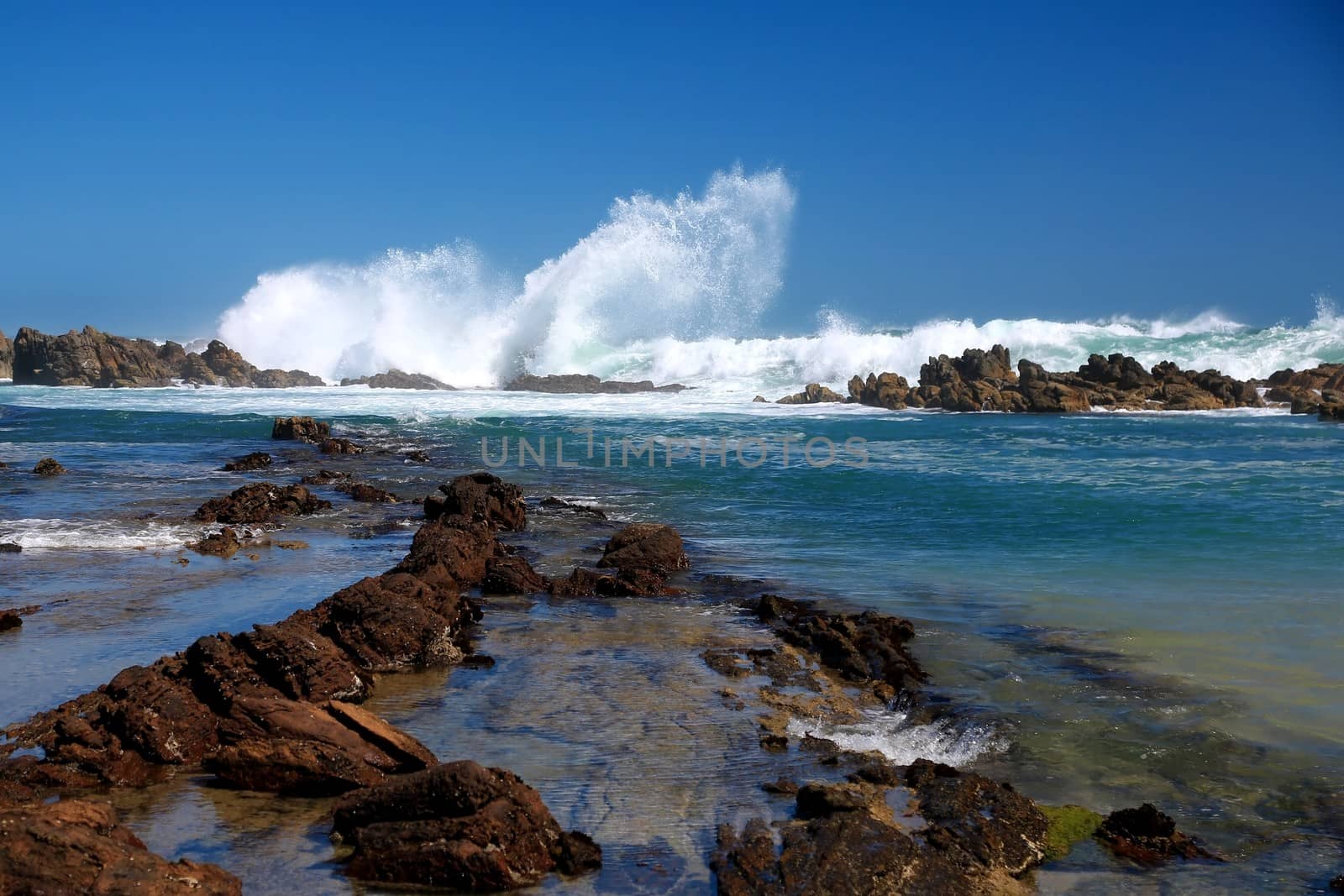 Coastal rock pools and gulley in South Africa