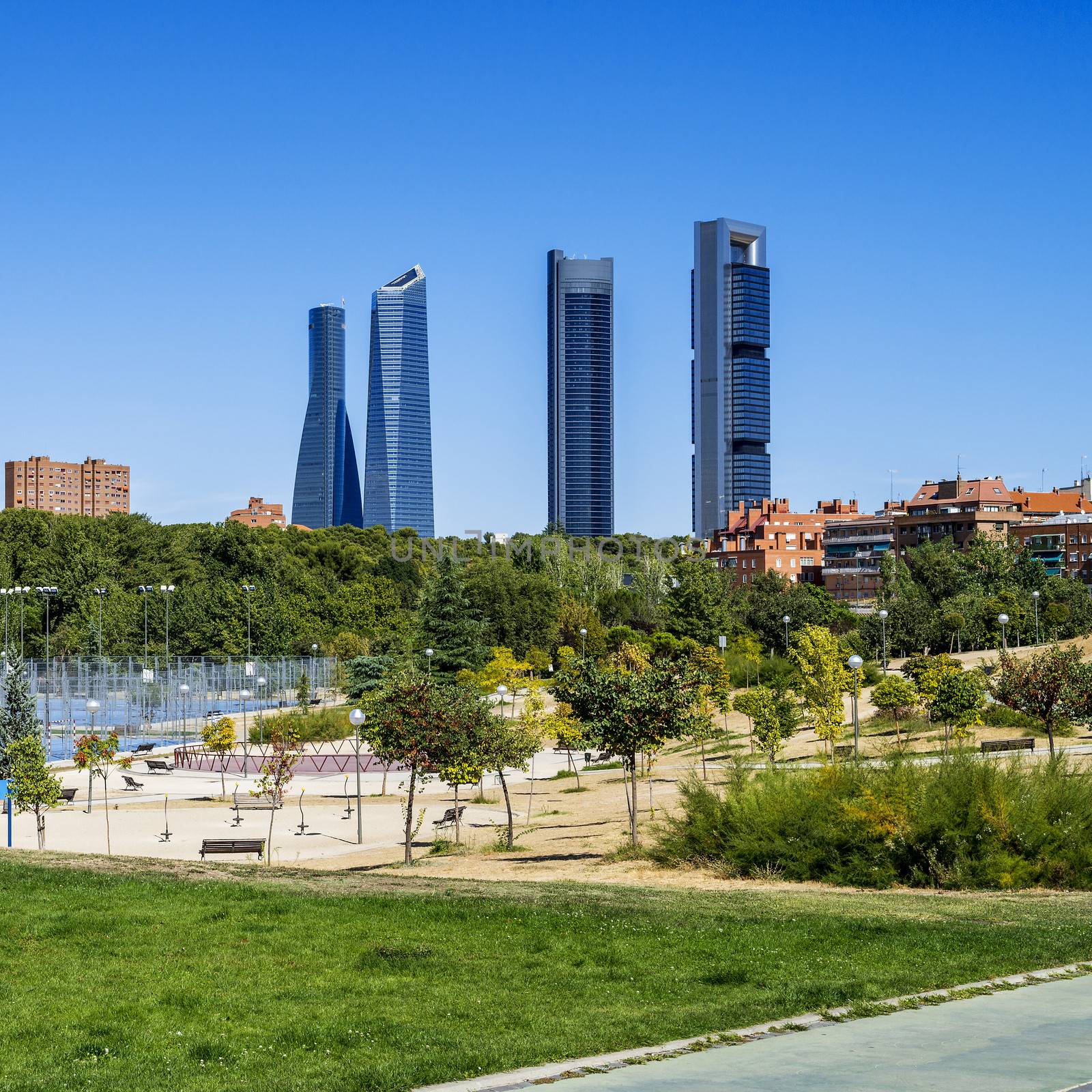 four modern skyscrapers (Cuatro Torres) Madrid, Spain 