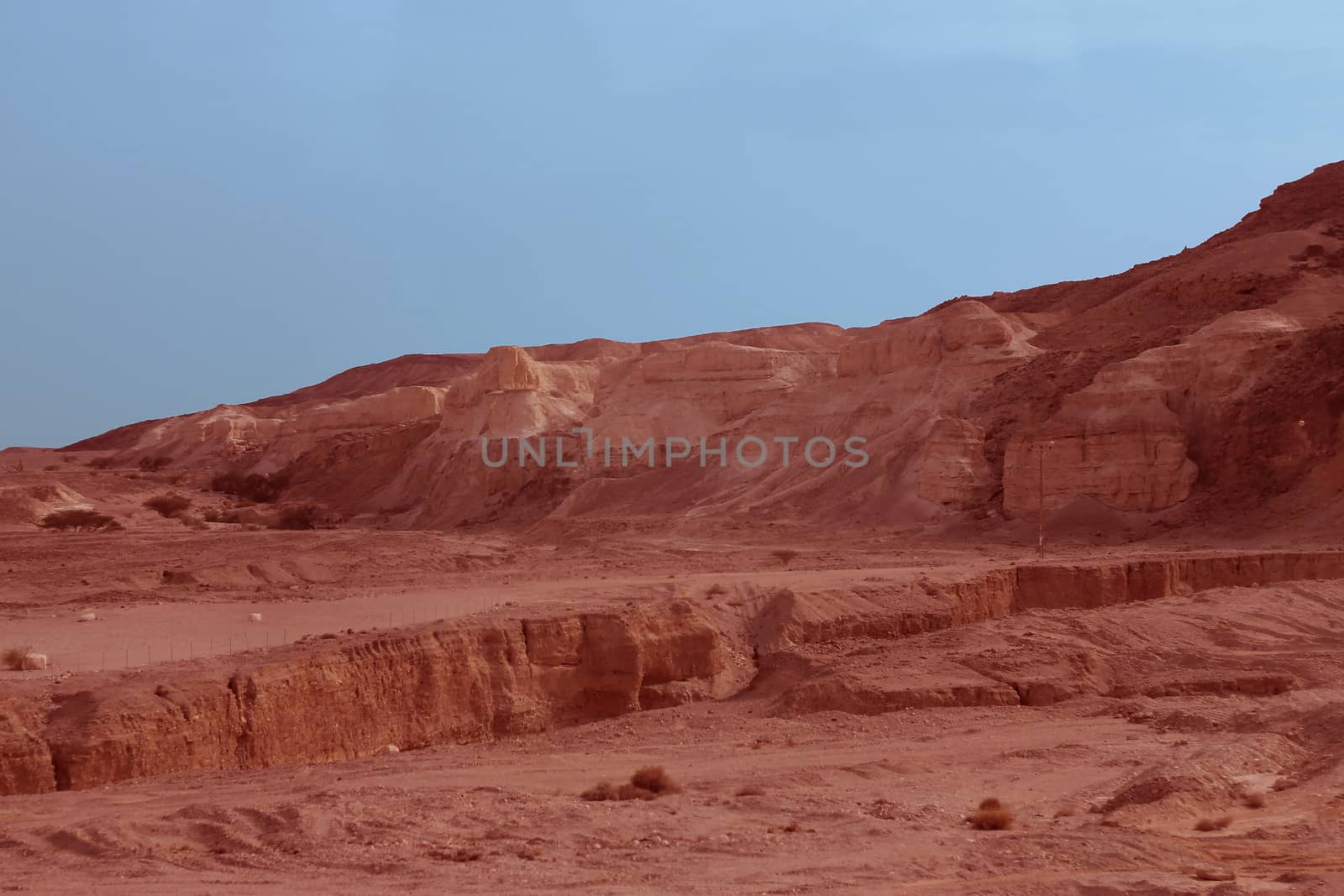 An Israel desert and cloudy stormy sky