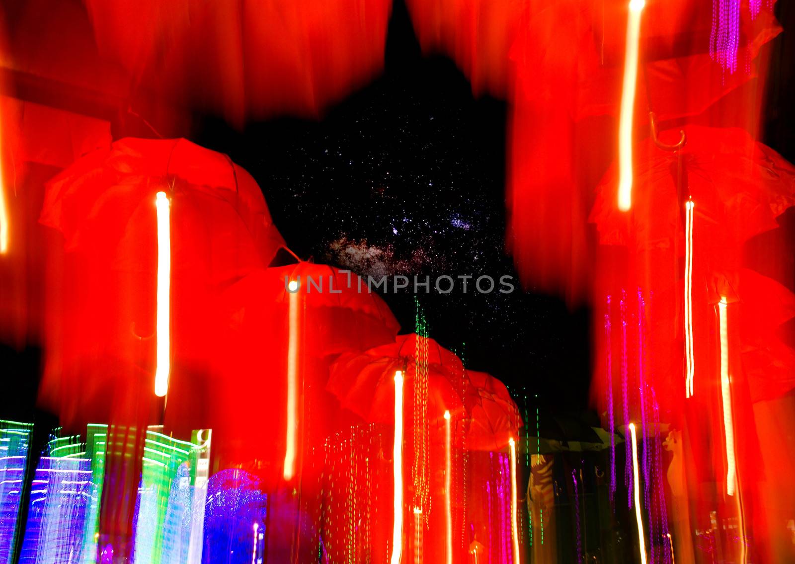 speed of umbrellas neon light by apichart