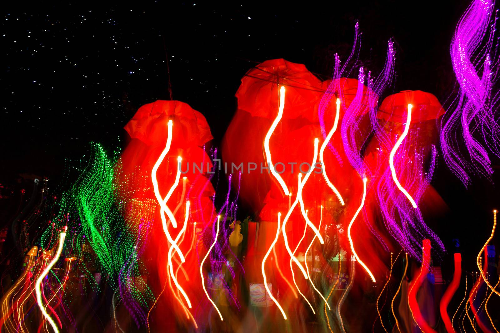 speed of umbrellas neon light by apichart