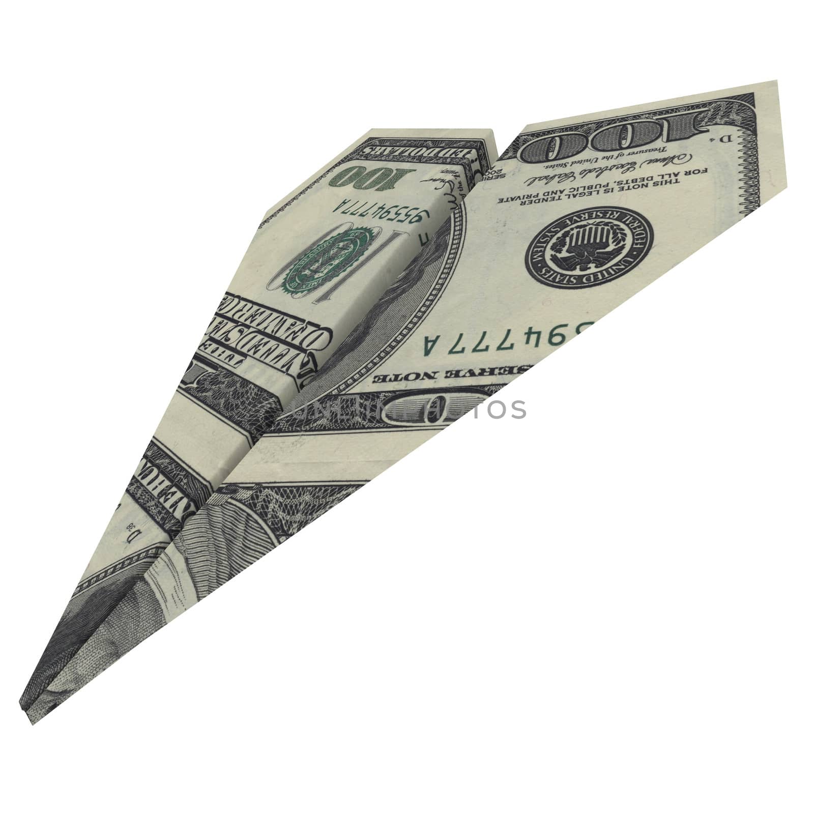 Paper airplane from the dollars by cherezoff