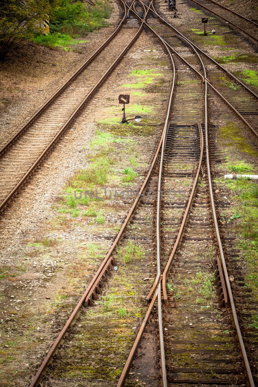 Close up view of railway tracks