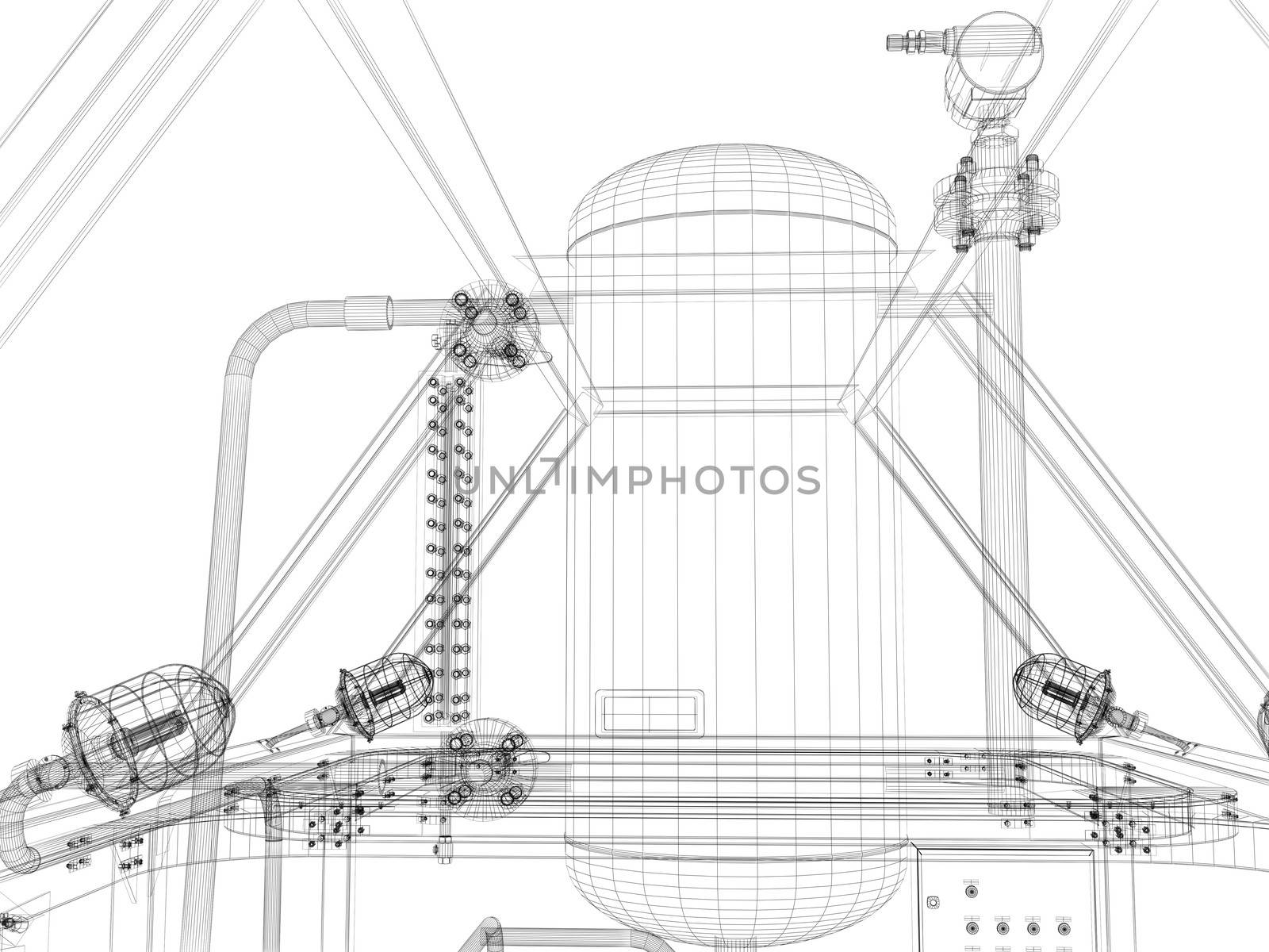 Industrial equipment. Wire-frame render by cherezoff