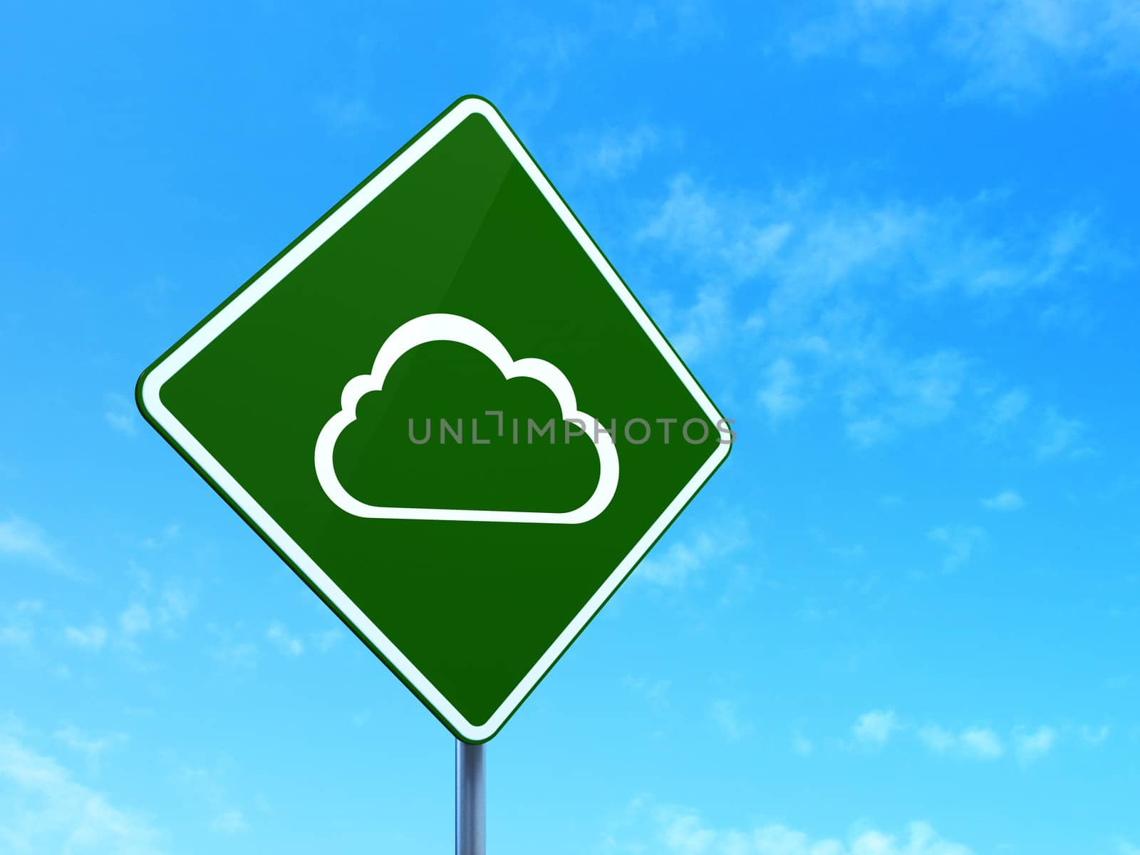 Cloud networking concept: Cloud on road sign background by maxkabakov