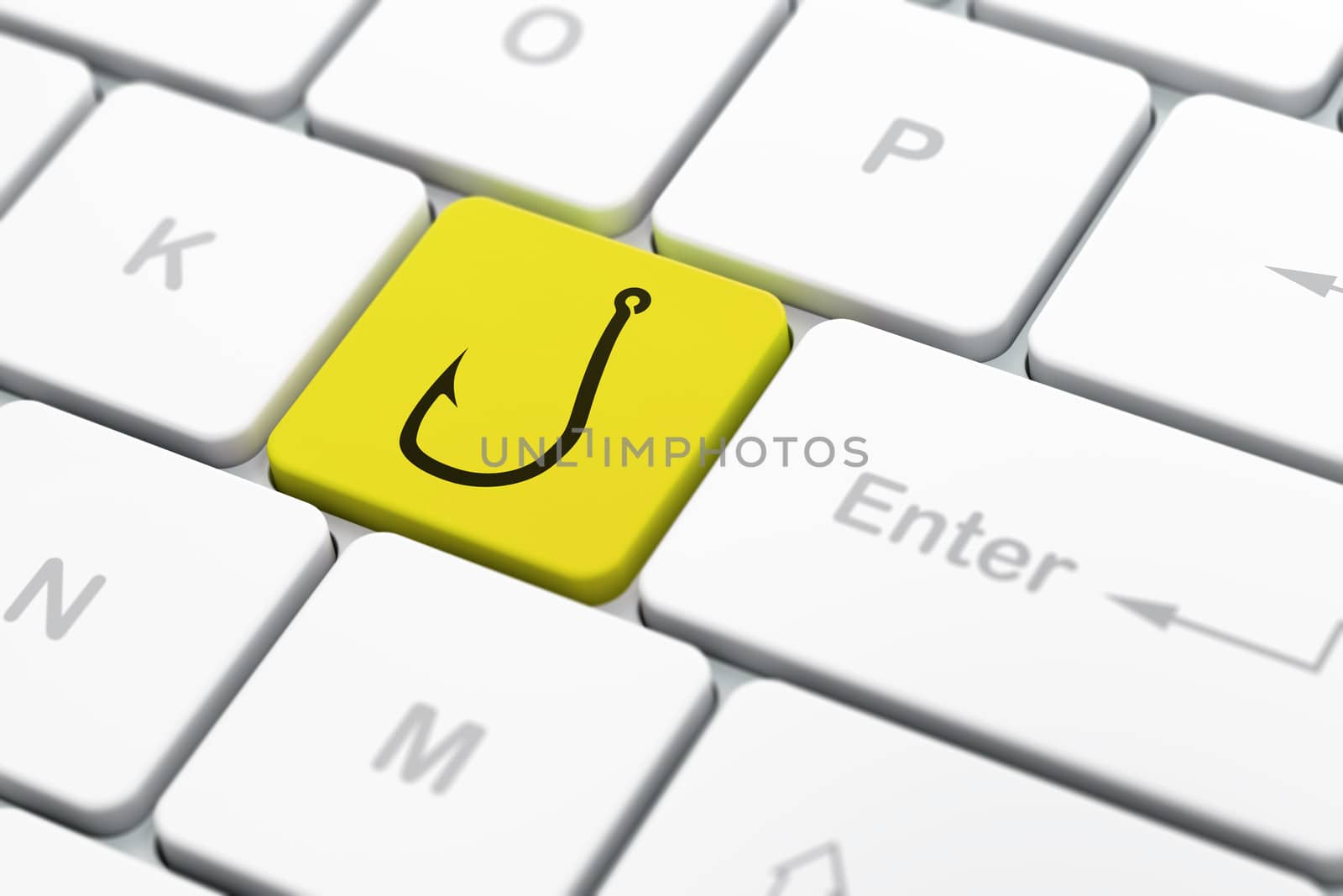 Privacy concept: Fishing Hook on computer keyboard background by maxkabakov