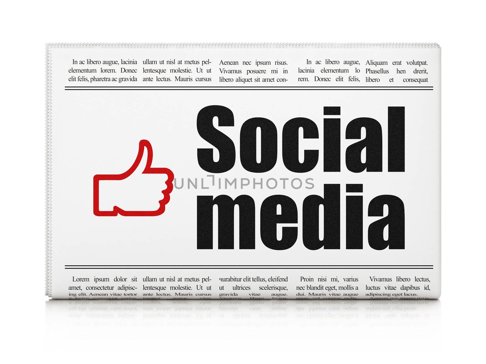 Social media concept: newspaper with Social Media and Thumb Up by maxkabakov