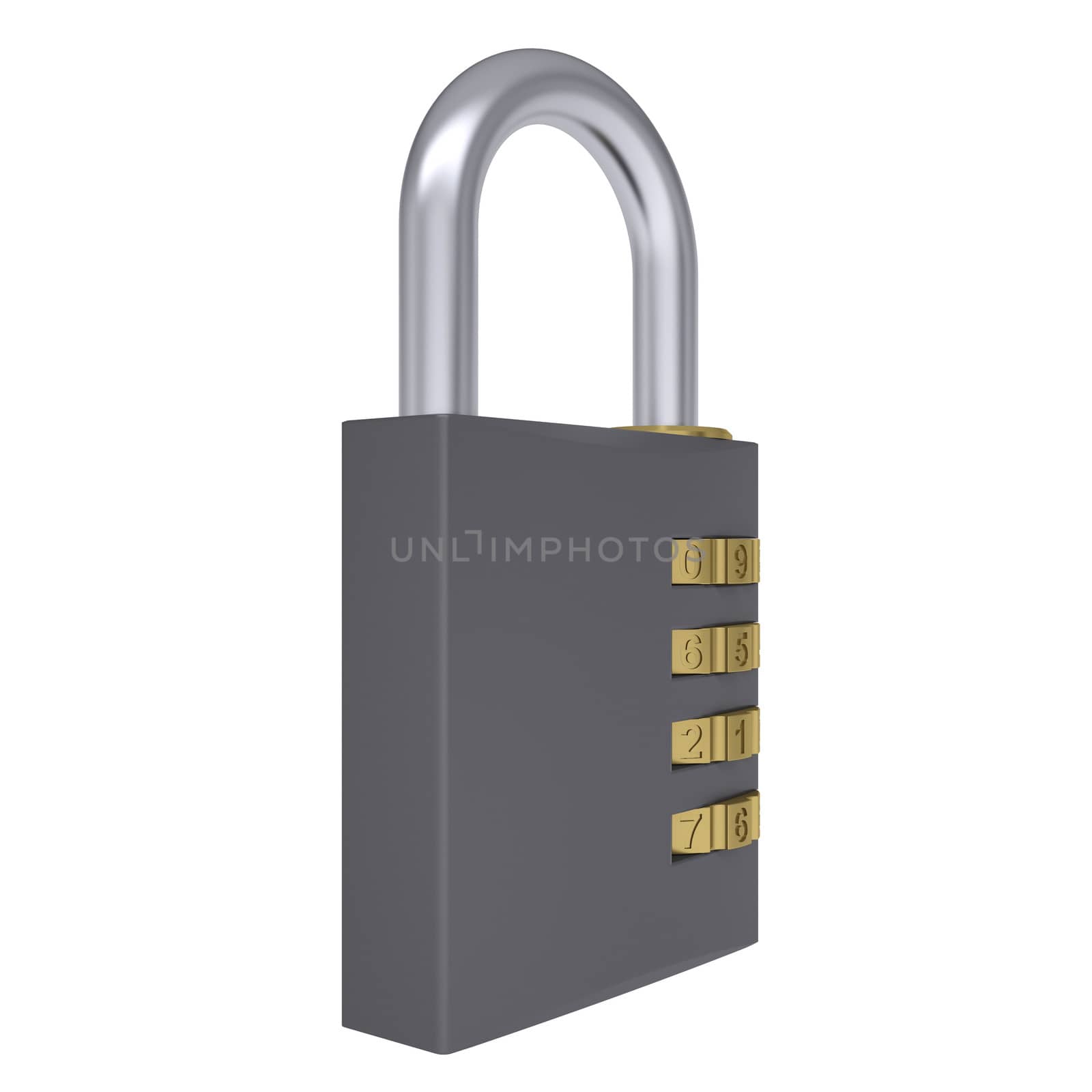 Combination padlock. Isolated render on a white background