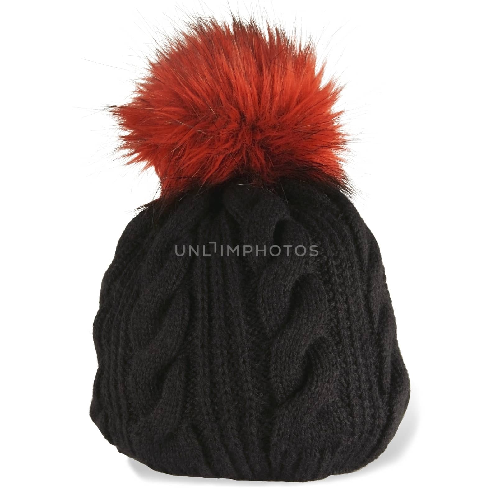 black knit cap with a red pompon by ires007