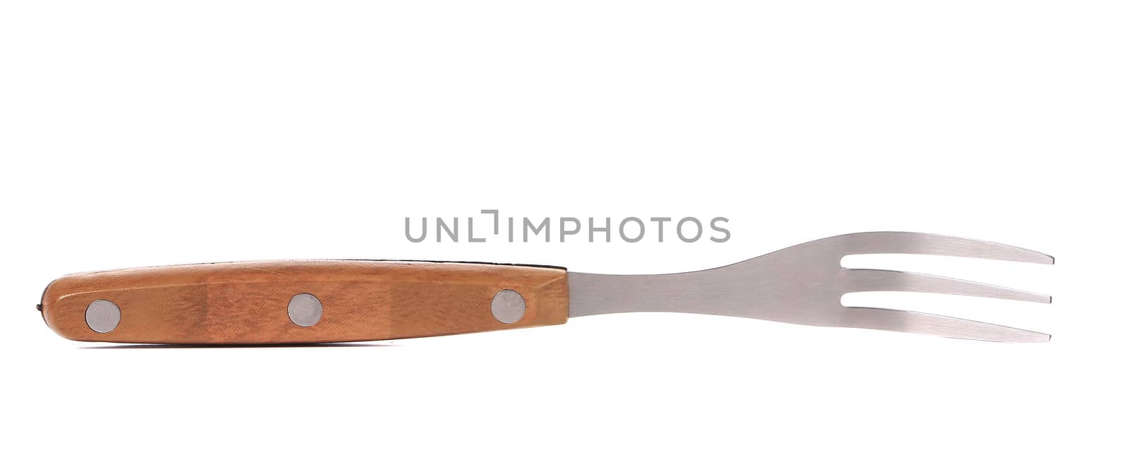 Close up of kitchen fork. Isolated on a white background.