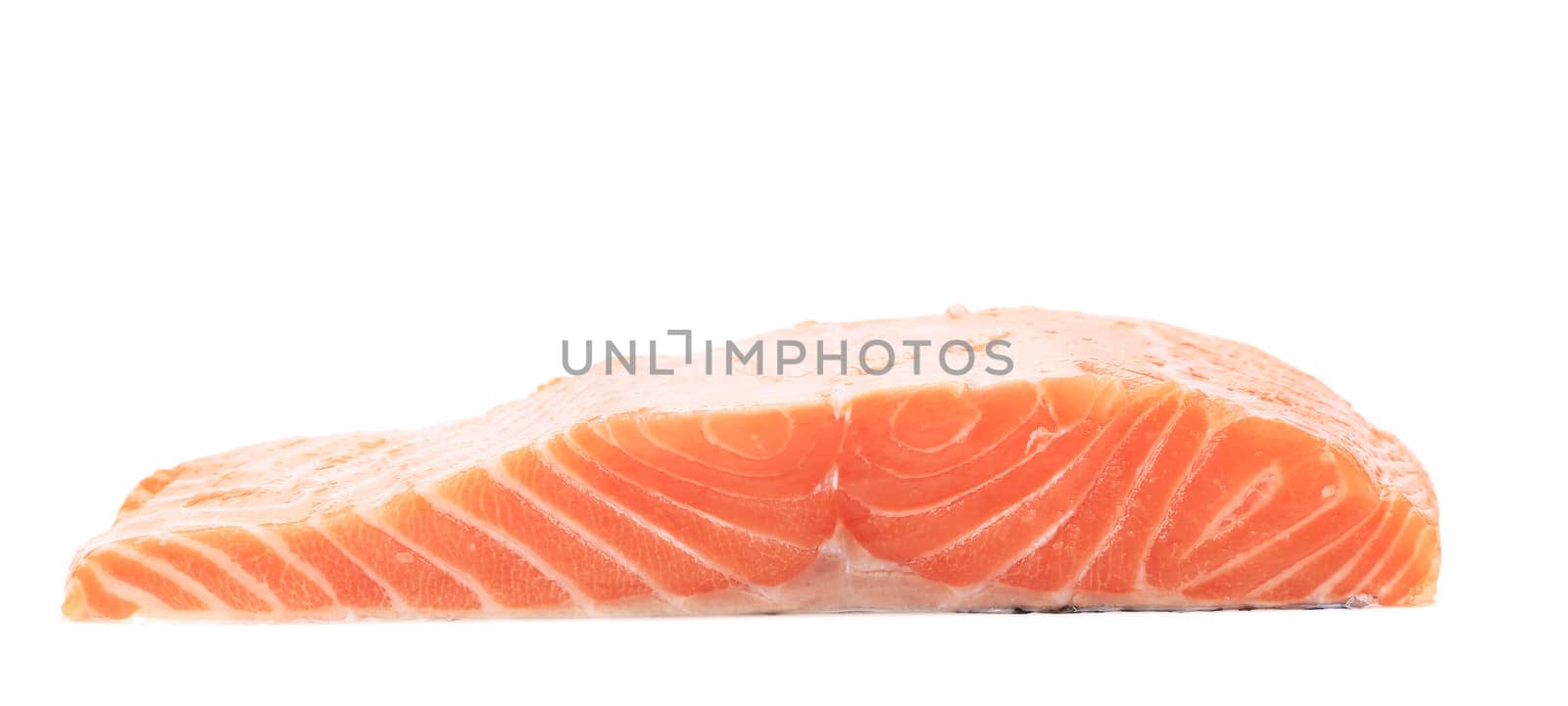 Salmon fillet close up. Isolated on a white background.