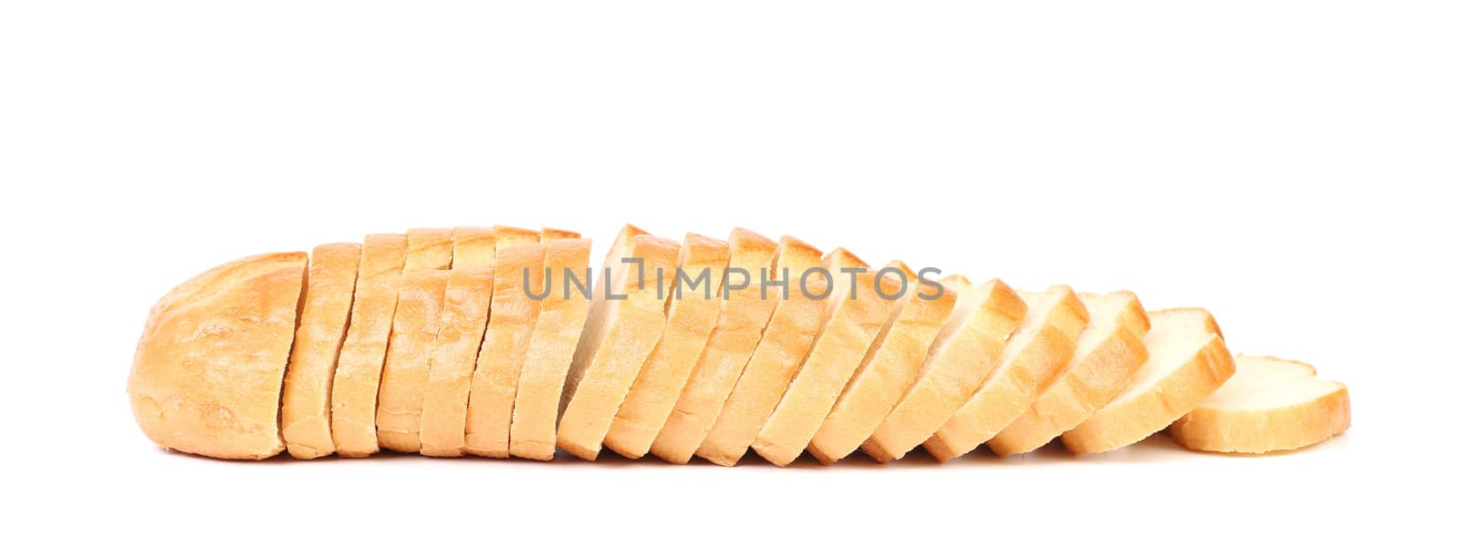 Sliced white loaf of bread. Isolated on a white background.