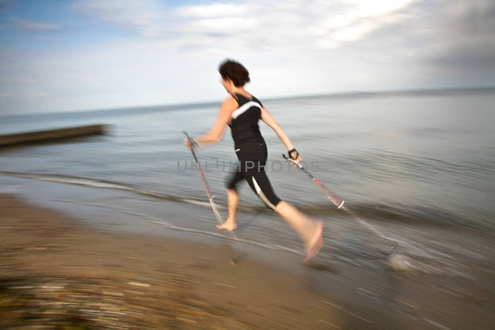 Nordic walk at the beach