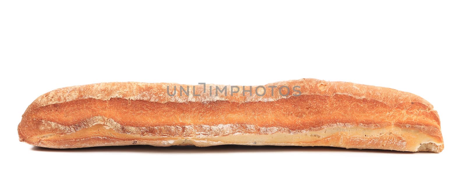 Crackling white bread. Isolated on a white background.