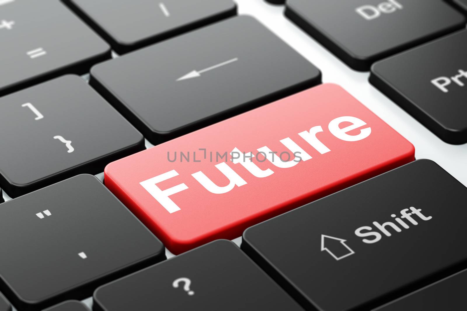 Time concept: Future on computer keyboard background by maxkabakov