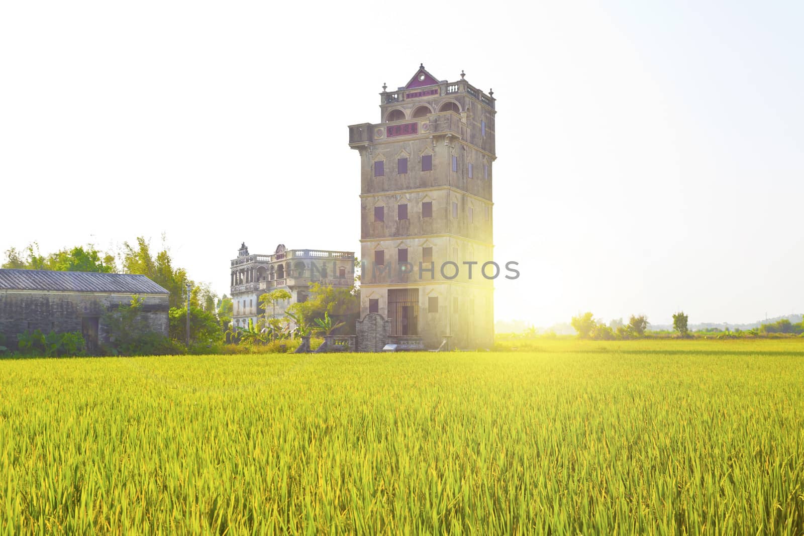 Kaiping Diaolou houses in Guangdong, China at sunset by kawing921