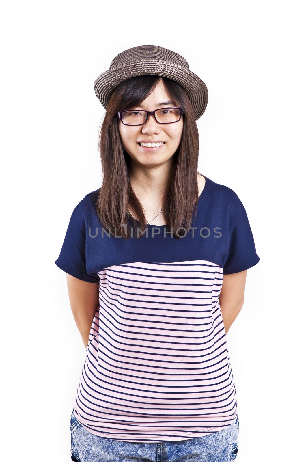 Asian woman wearing hat with smile by kawing921