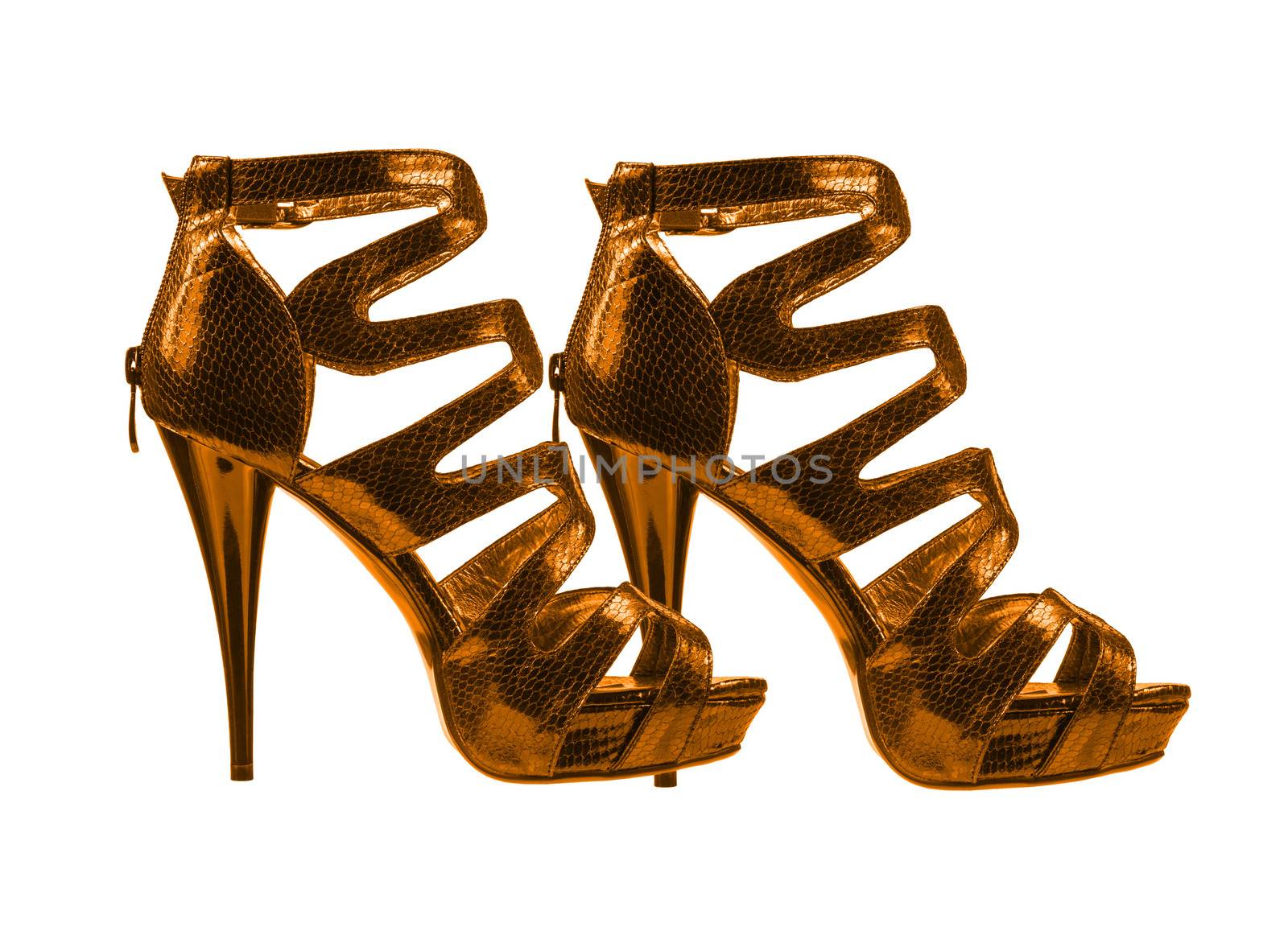 Women's shoes golden colors. collage  by AleksandrN