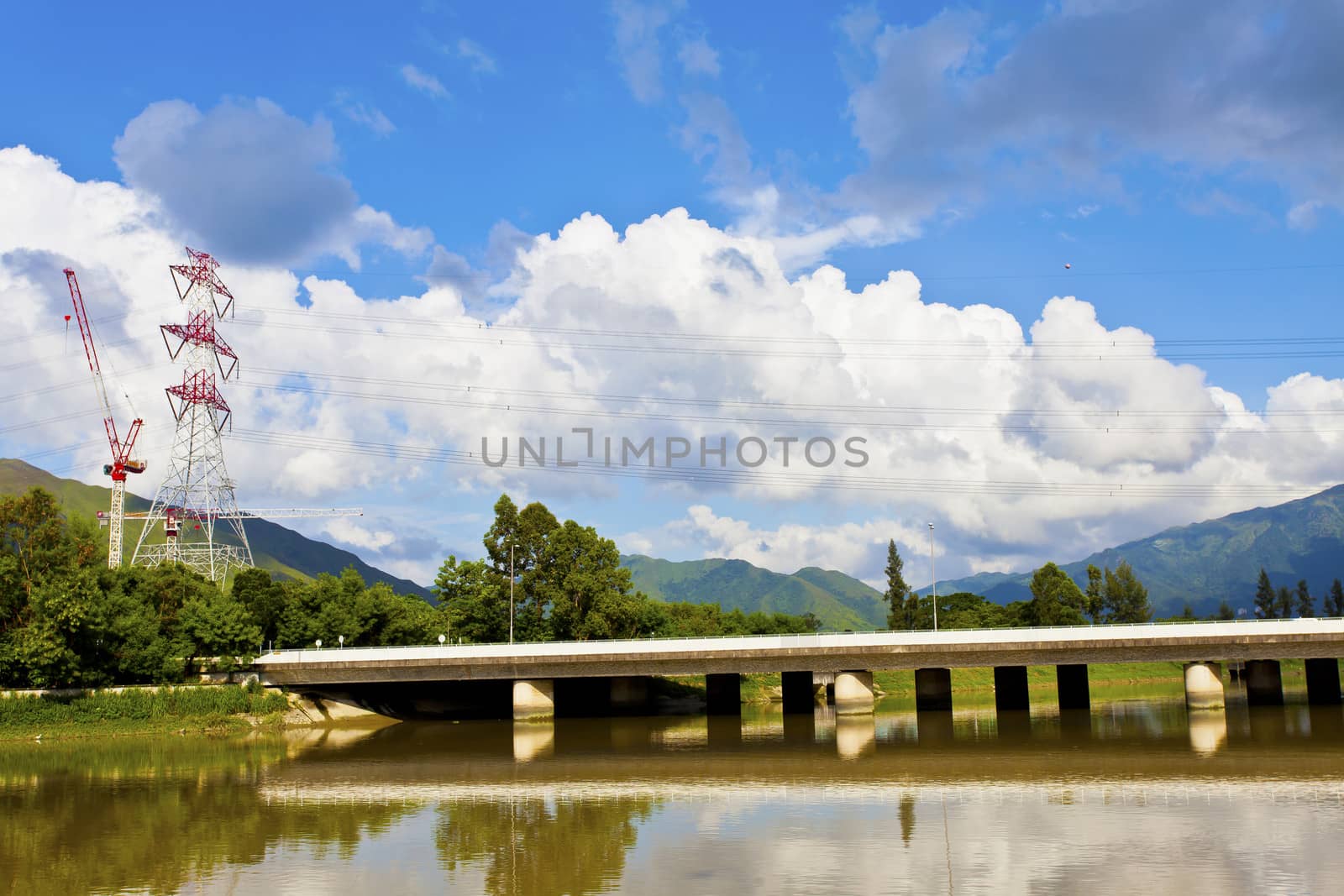 Hong Kong river and cloudscape at day