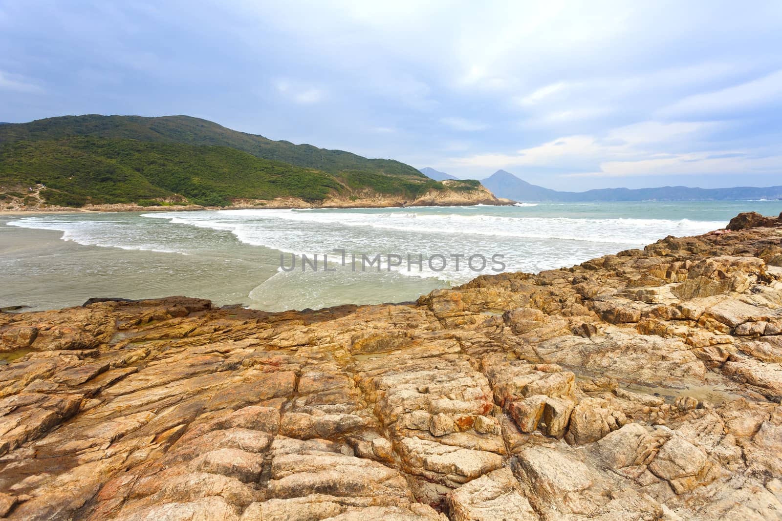 Beautiful shoreline at rocky coast by kawing921