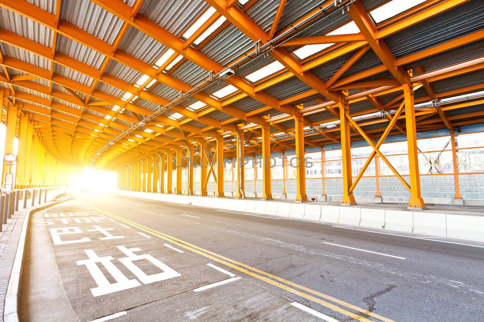 Tunnel with car lights