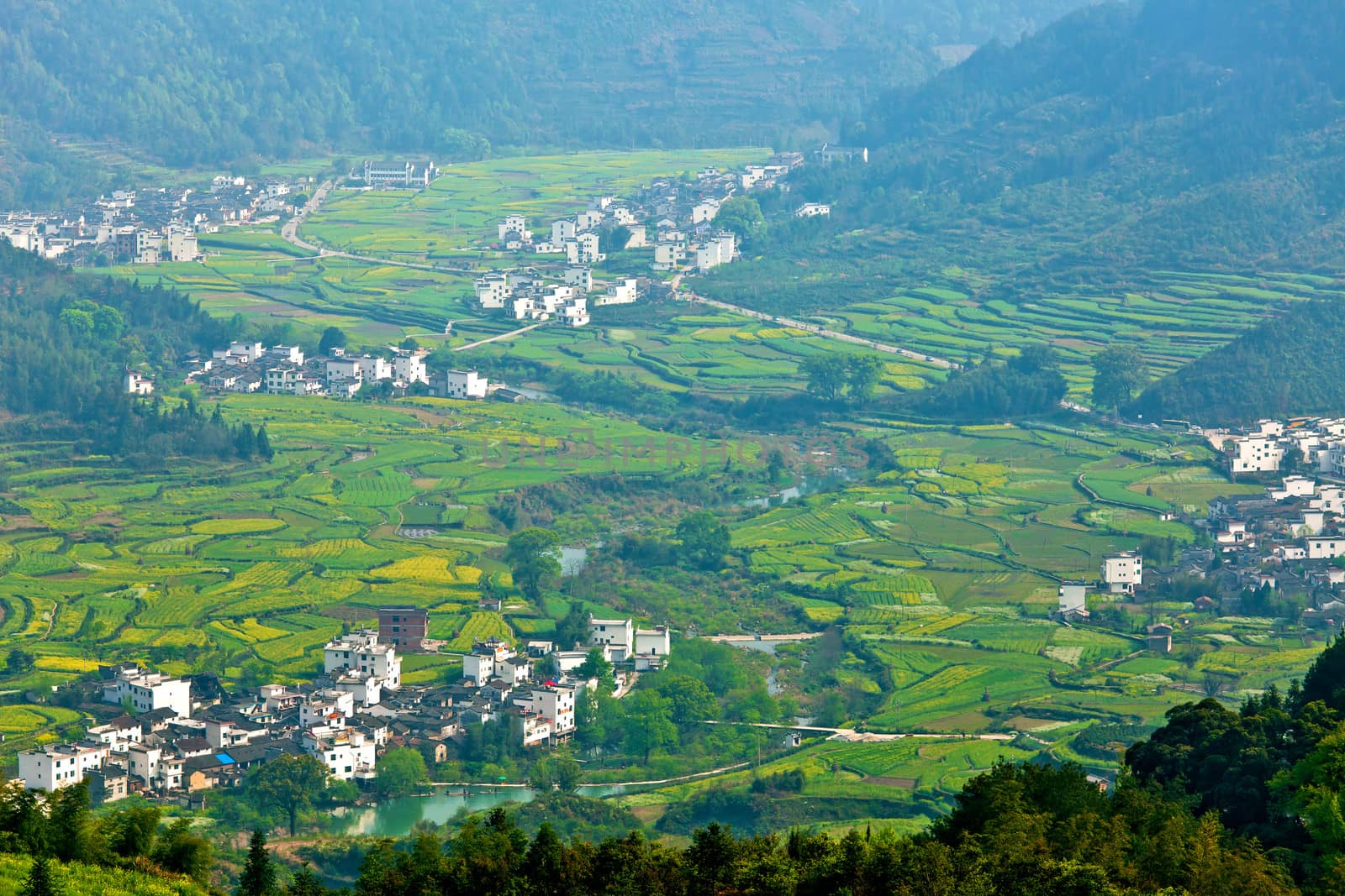 Rural landscape in Wuyuan, Jiangxi Province, China.