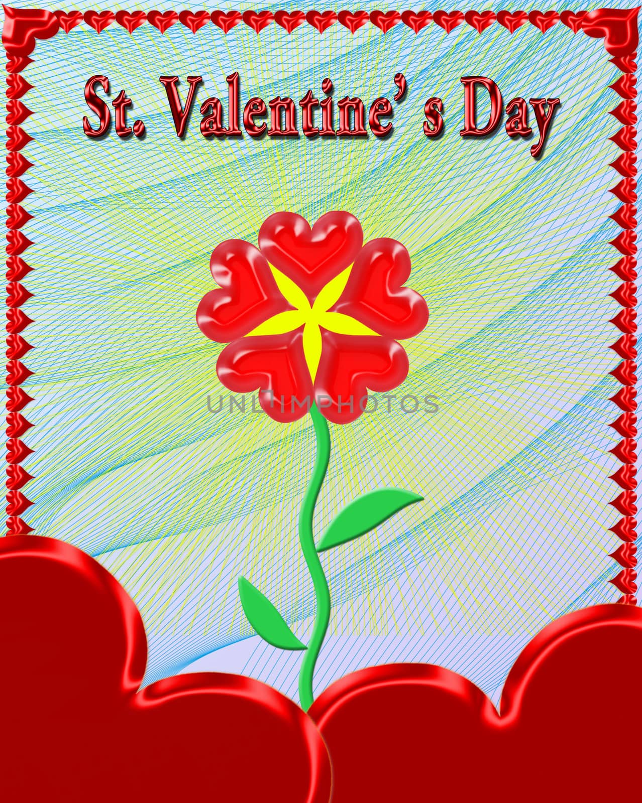 beautiful flower Valentine's day in heart-shaped frame