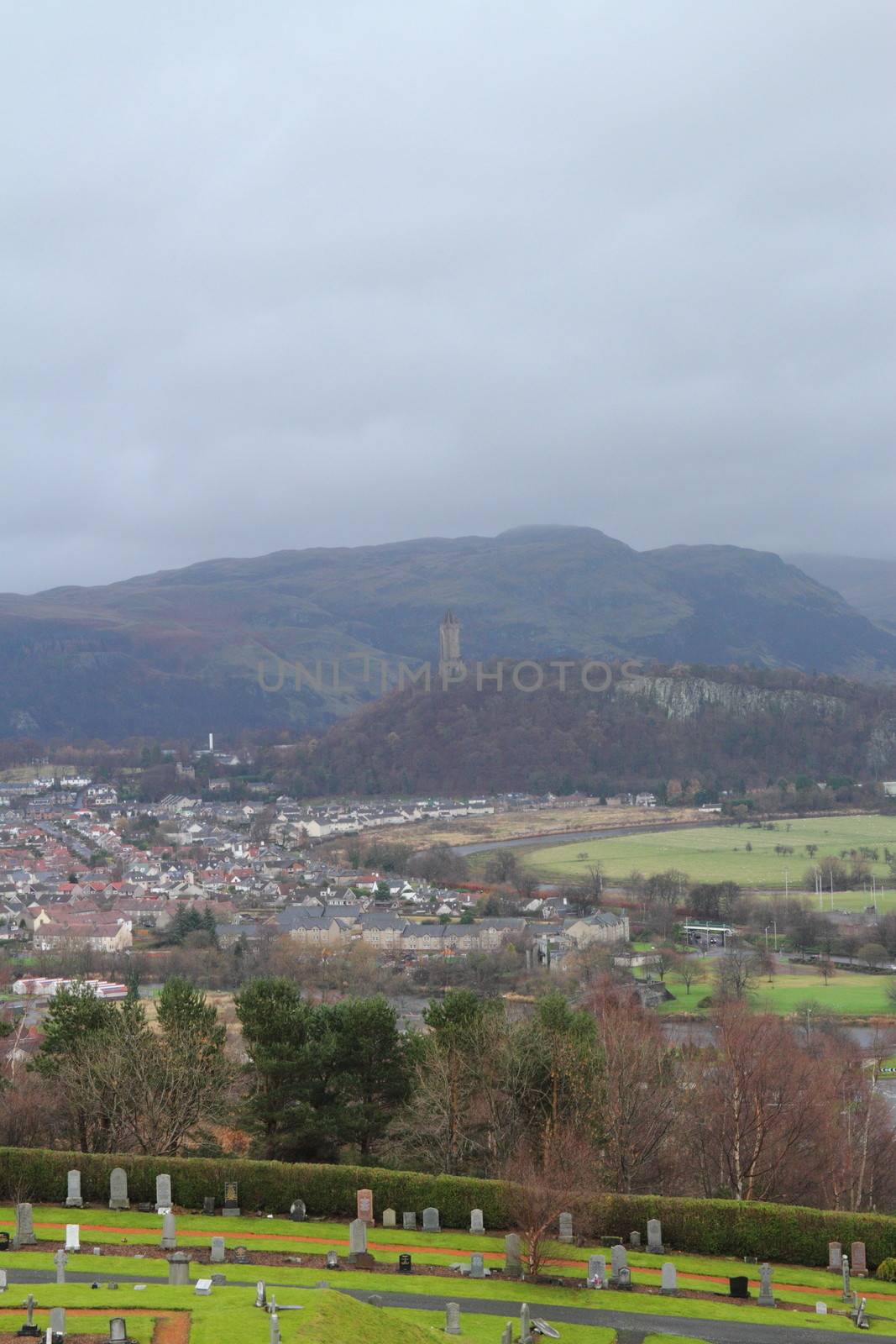 View over Stirling from Stirling Castle Scotland UK.