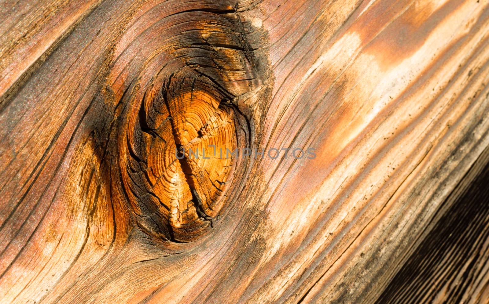 Interesting Orange weather wood plank with a big knot