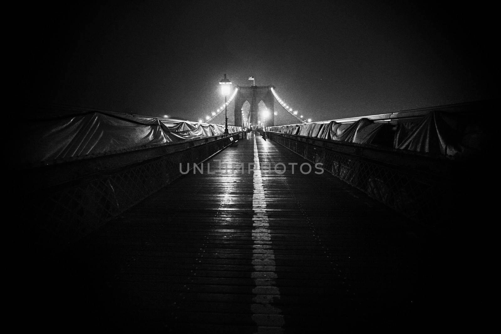 Brooklyn Bridge and Manhattan Skyline At Night, New York City