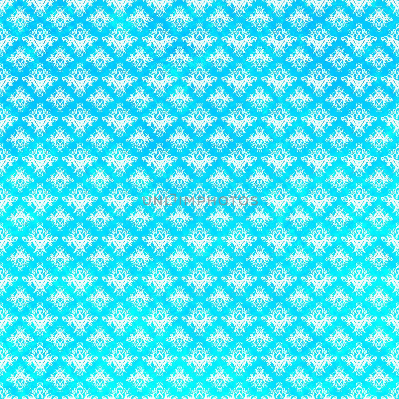 Blue damask pattern with grunge textures.