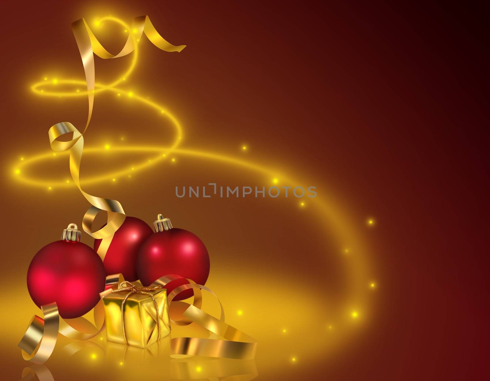 Christmas Background and Glowing Spiral with Sparks