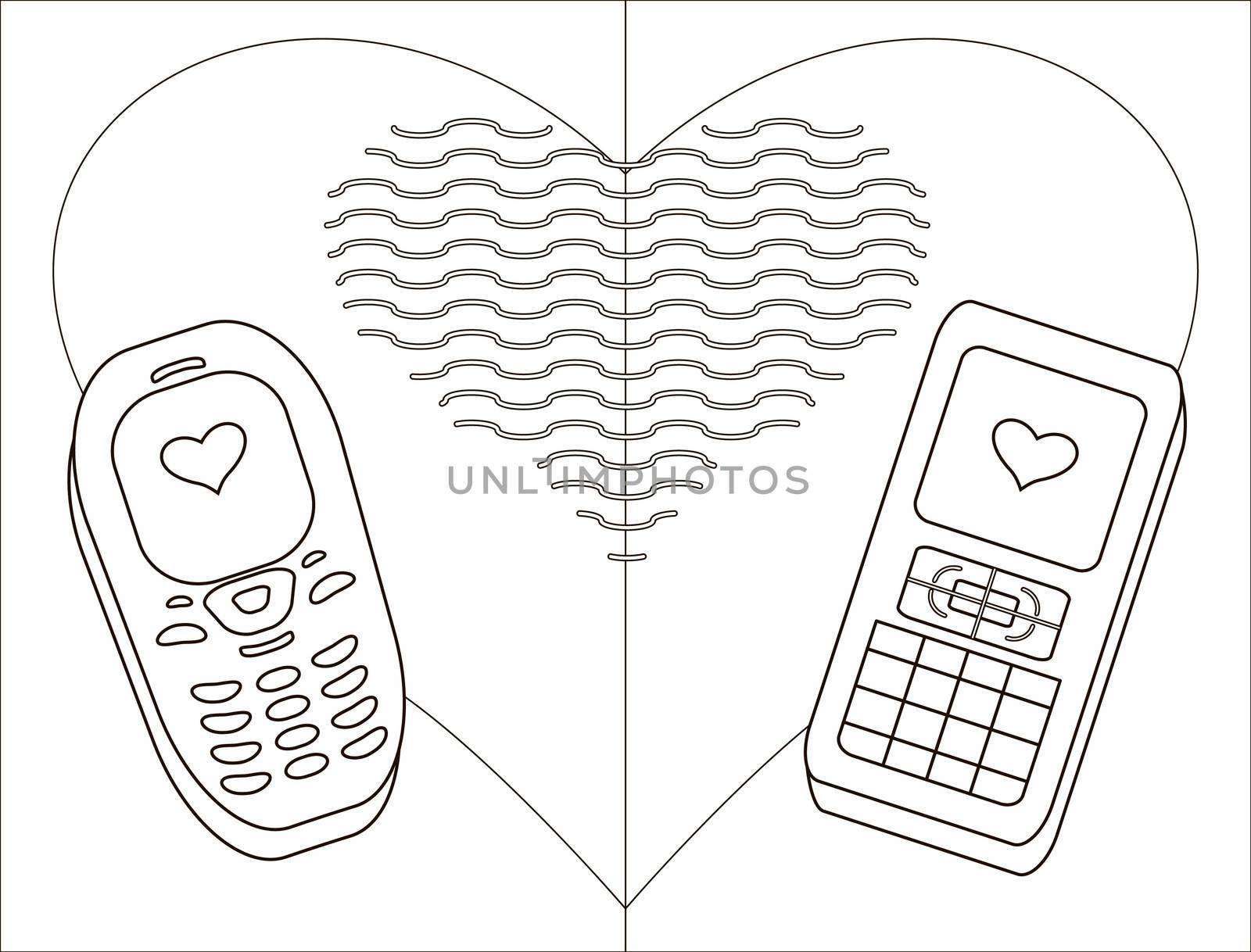 Mobile phones-enamoured, contours by alexcoolok